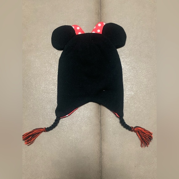 Disney Minnie Mouse Girls 2 Piece Black Knit Bowed Beanie Hat & Gloves NEW OSFM - Picture 7 of 10